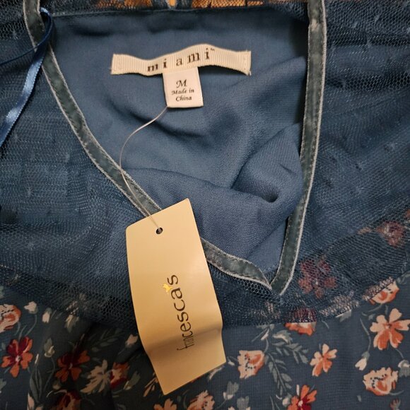 NWT Francesca's Collections Women's Floral Printed Mesh Top Midi Dress in Medium - Picture 3 of 9